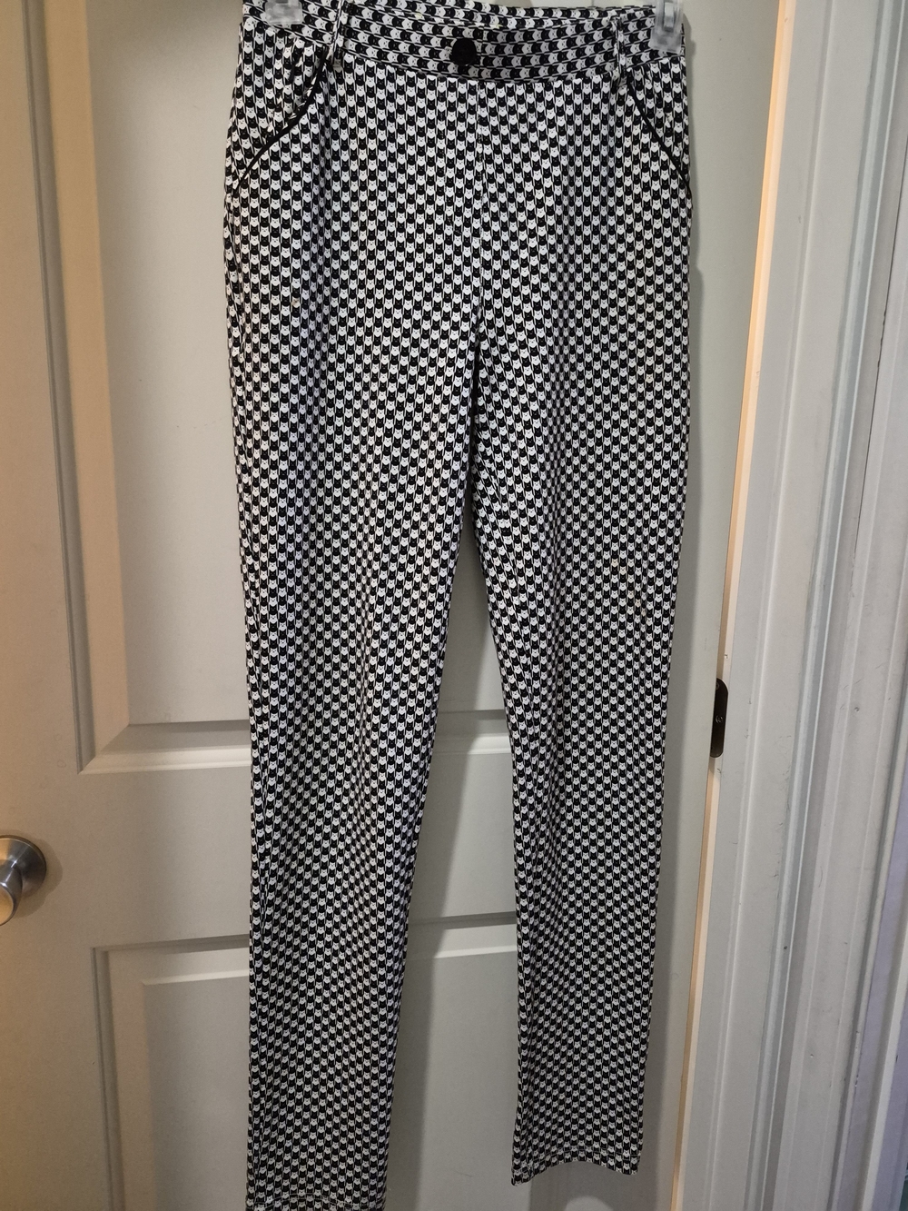 Betabrand Black and White Checker Slim Chinos